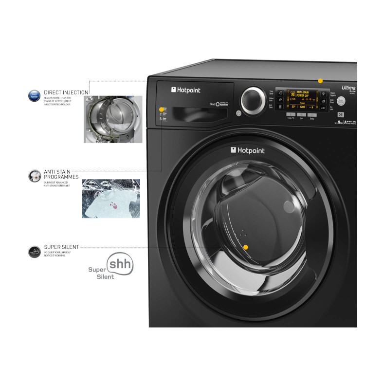 Hotpoint RPD9467JKK Ultima S-Line 9kg 1400rpm Freestanding Washing Machine-Black