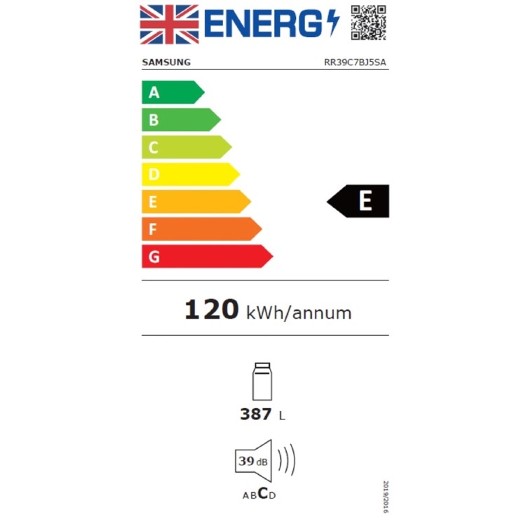 Refurbished Samsung RR39C7BJ5SA Freestanding 387 Litre Larder Fridge Silver