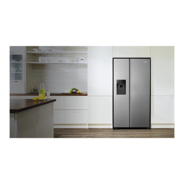 Hisense 562 Litre Freestanding American Fridge Freezer -  Stainless Steel