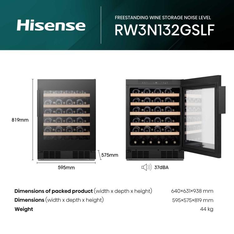 Hisense 46 Bottle Freestanding Wine Cooler - Black