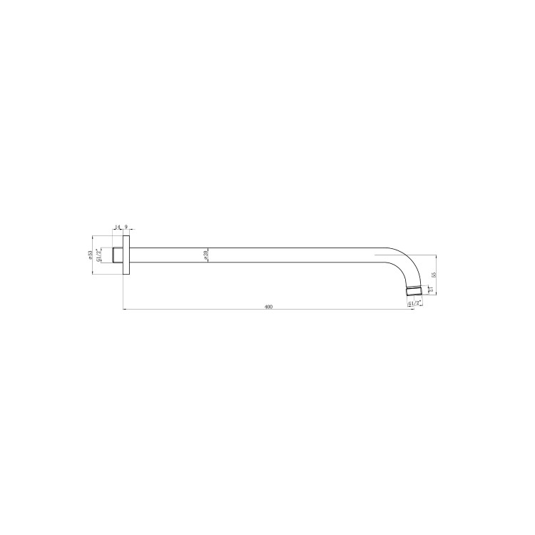 Chrome 400mm Round Wall Arm 