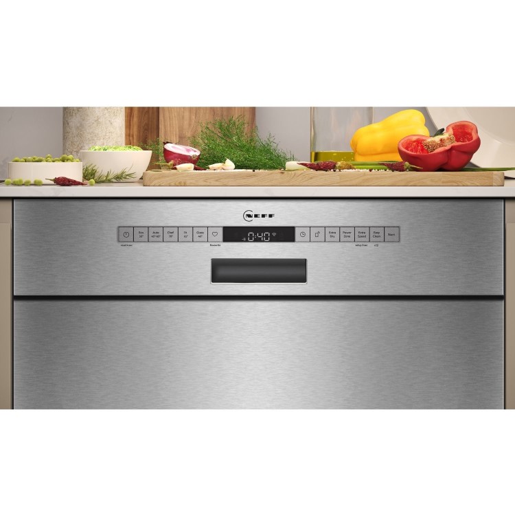 Neff N 50 Semi-Integrated Dishwasher - Smart Wi-Fi, D-Rated, Stainless steel control panel