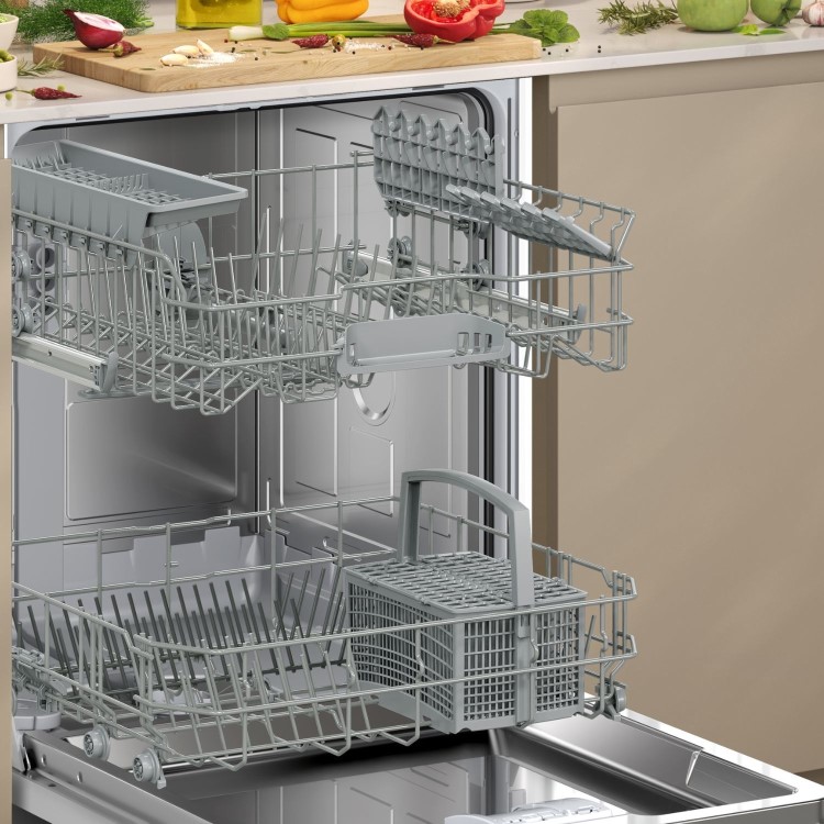 Neff N 50 Semi-Integrated Dishwasher - Smart Wi-Fi, D-Rated, Stainless steel control panel