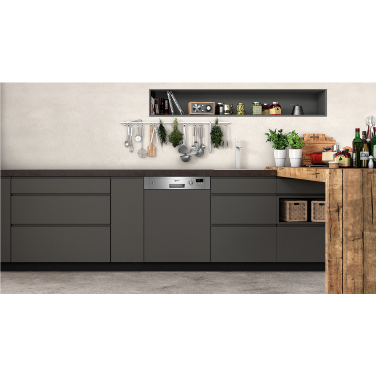 Neff S41E50N1GB 12 Place Semi-integrated Dishwasher With Stainless Steel Panel