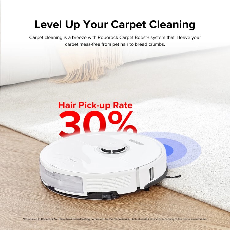 Roborock S8 Robot Vacuum Cleaner with DuoRoller Brush and VibraRise Mopping 6000Pa - White