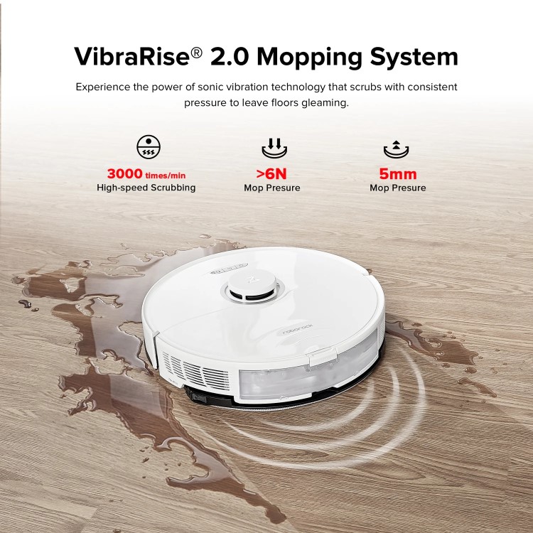 Roborock S8 Robot Vacuum Cleaner with DuoRoller Brush and VibraRise Mopping 6000Pa - White