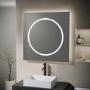 Square Backlit Heated Bathroom Mirror with Lights 800mm - Saturn