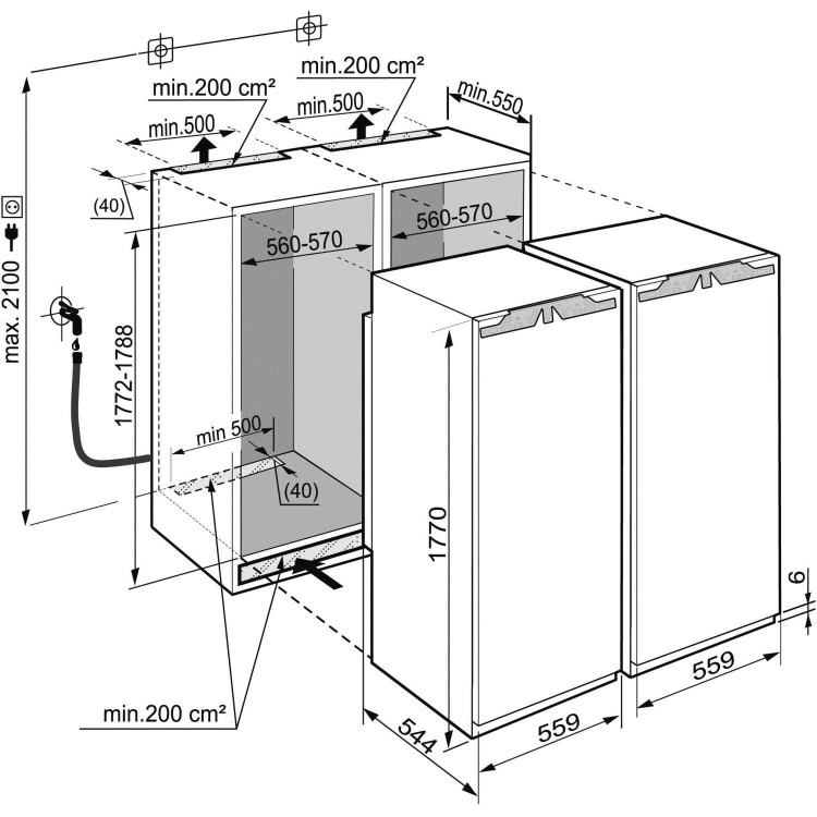 Liebherr SBS70I4 Integrated NoFrost American Fridge Freezer With BioFresh