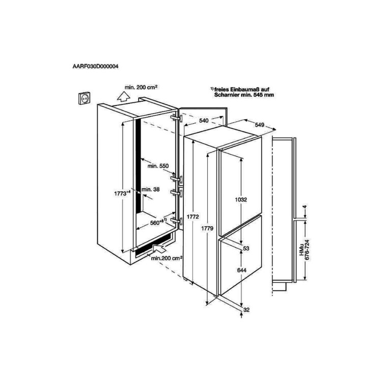 AEG 267 Litre 70/30 Integrated Fridge Freezer