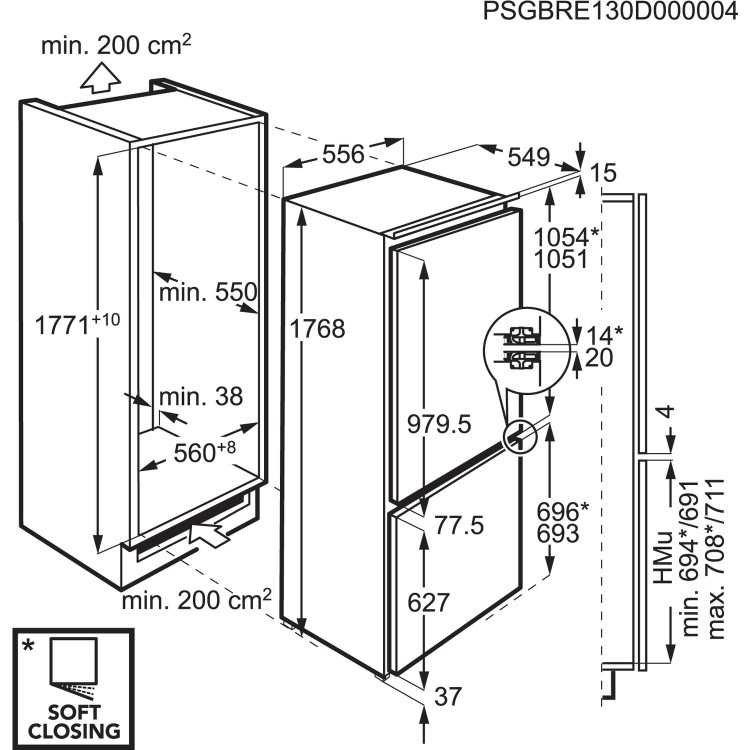 AEG SCE81826NC 60-40 Door-on-door Frost Free Integrated Fridge Freezer