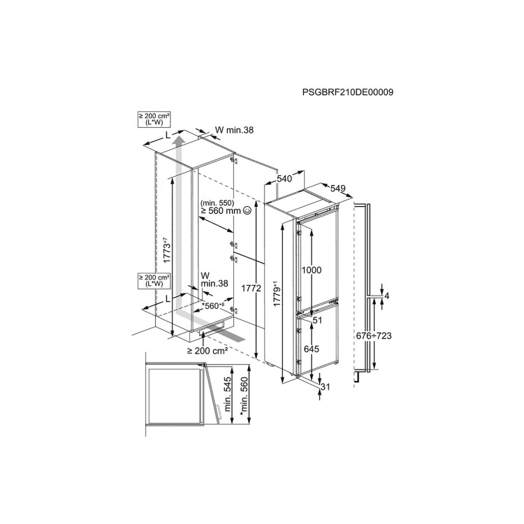 AEG 256 Litre 70/30 Integrated Fridge Freezer