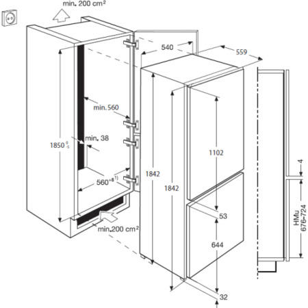 AEG SCT71900S0 Pro-Fresh Frost Free 70-30 Integrated Fridge Freezer