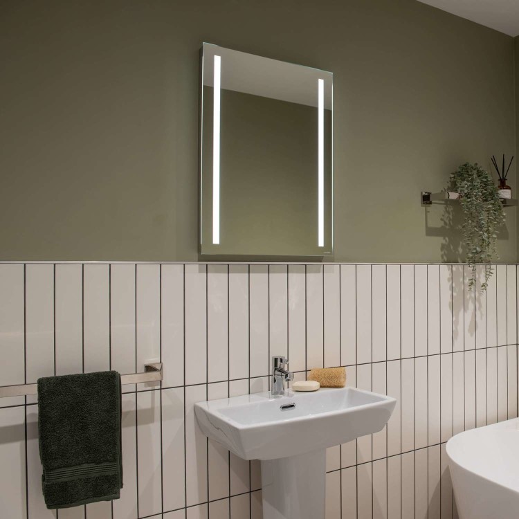 Sensio Lumino Evo+ Rectangular Bathroom Mirror with Battery Operated Lights - 500 x 700mm