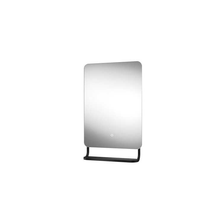 Sensio Harbour Rectangular Black Backlit Bathroom Mirror with Lights & Shelf 500 x 790mm