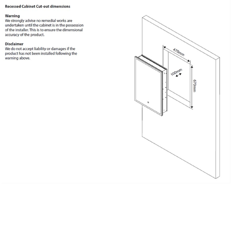 Single Door Sensio Eclipse Recessed Mirrored Bathroom Cabinet with Lights & Shaver Socket 700 x 500mm