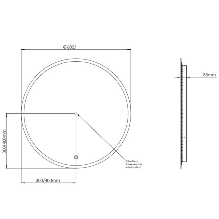 Sensio Como Round Backlit Heated Bathroom Mirror with Lights 600mm