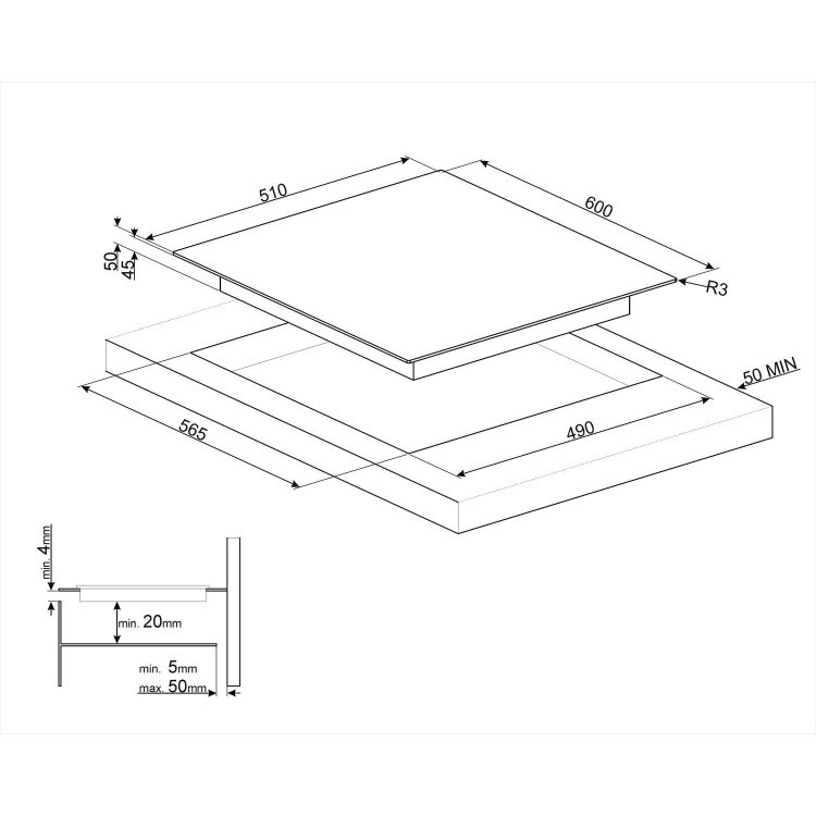 Refurbished Smeg Cucina SE364TDM 60cm 4 Zone Ceramic Hob with Front Knob Controls