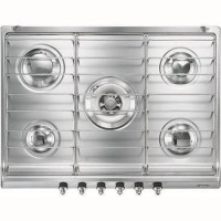 Smeg SE70SX-5 Classic 70cm Gas Hob With Stainless Steel Pan Stands - Stainless Steel