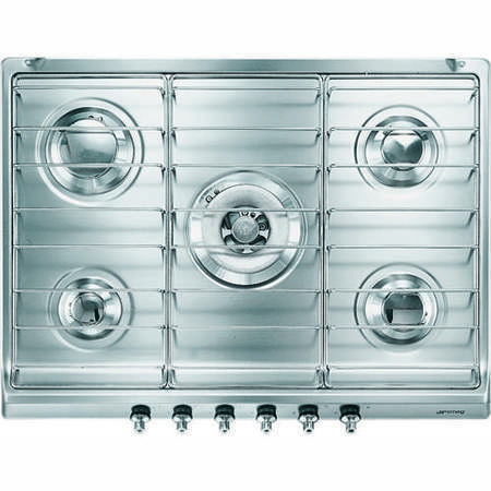 Smeg SE70SX-5 Classic 70cm Gas Hob With Stainless Steel Pan Stands - Stainless Steel