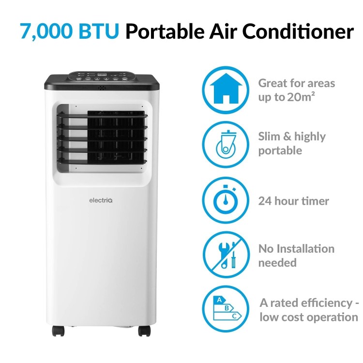 electriQ Slimline 7000 BTU Portable Air Conditioner