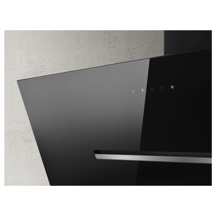 Refurbished Elica Shy SHY-BLK-90 90cm Angled Cooker Hood Black Glass