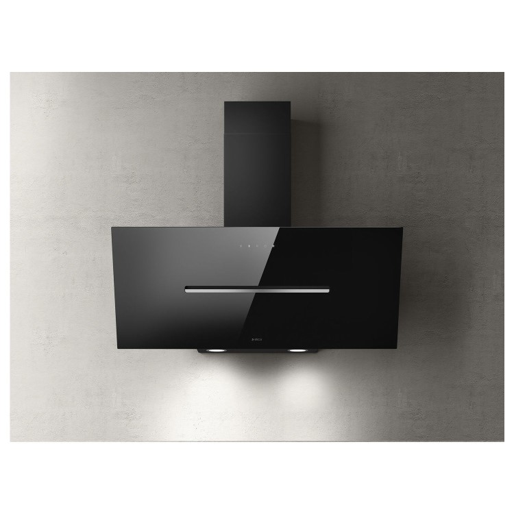 Refurbished Elica Shy SHY-BLK-90 90cm Angled Cooker Hood Black Glass