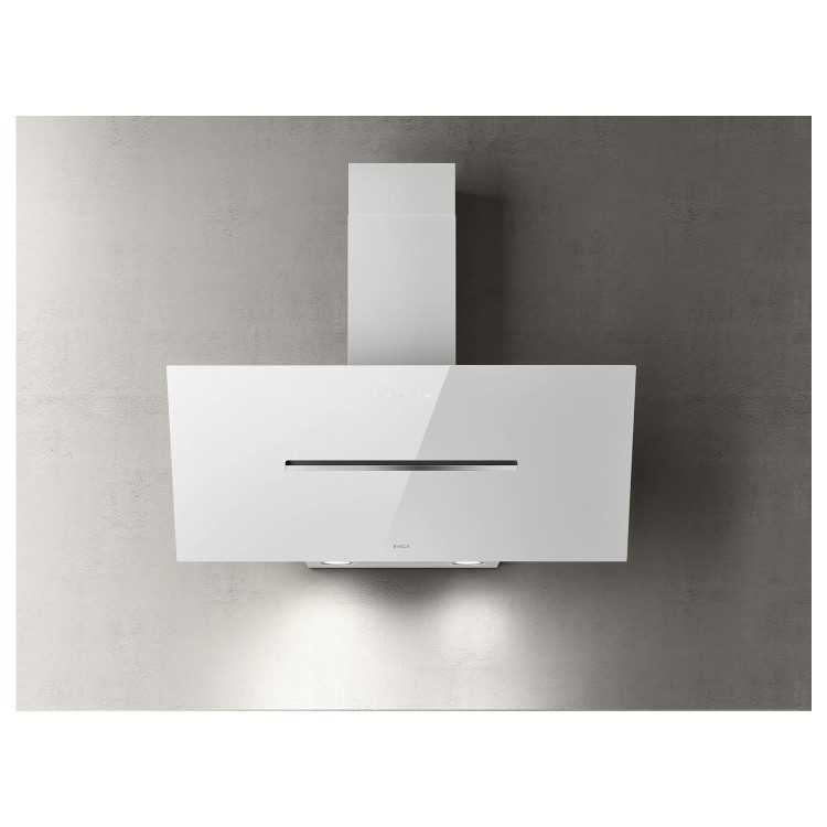 Elica Shy 90cm Angled Cooker Hood - White Glass