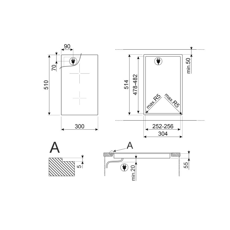 Smeg 30cm 2 Zone Induction Hob