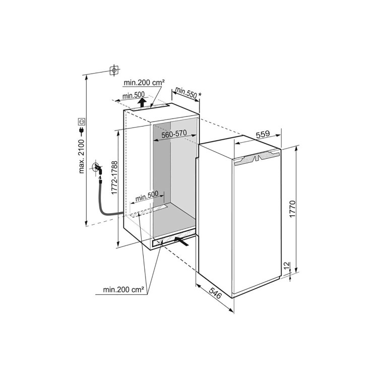 Liebherr 213 Litre In-column Integrated Freezer