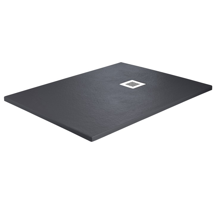 1200x800mm Rectangular Shower Tray with Grate - Anthracite Stone Resin Slate Effect - Sileti