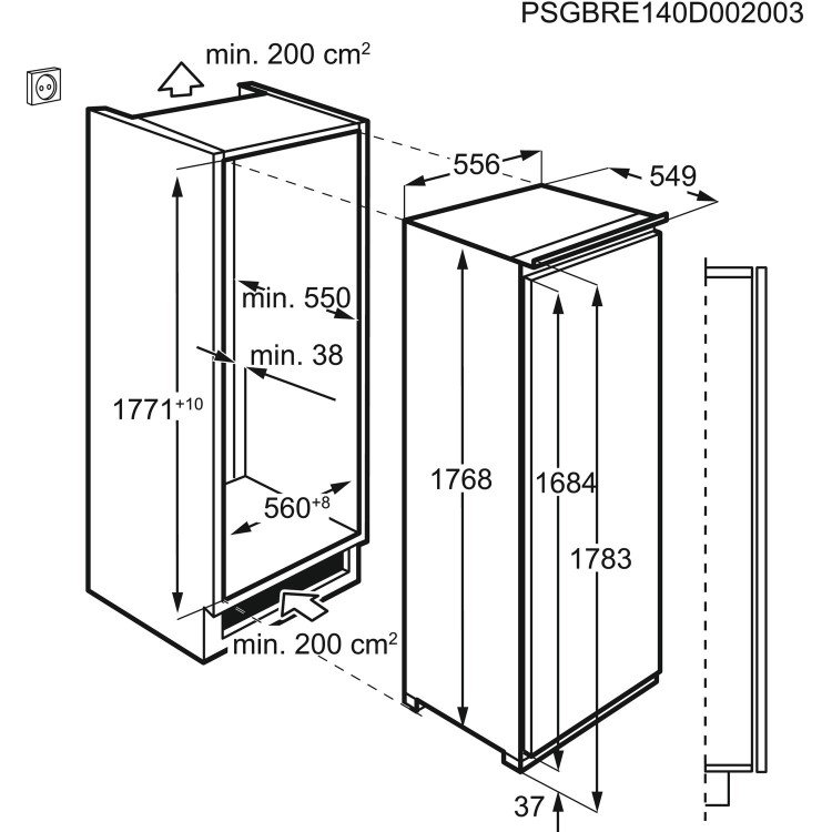 AEG 3000-Series DynamicAir Tall Integrated Fridge