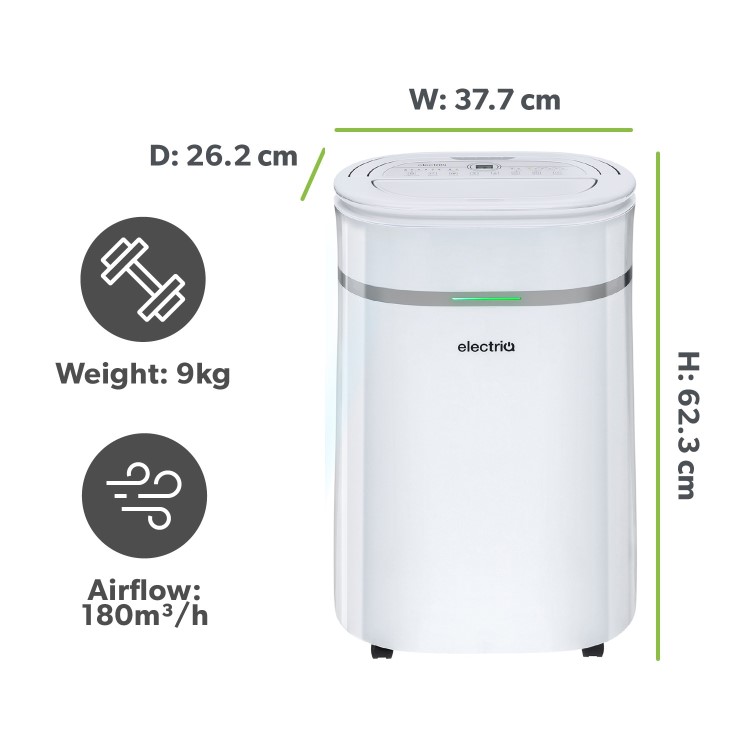 GRADE A3 - electriQ 20L Quiet Anti Bacterial Laundry Dehumidifier