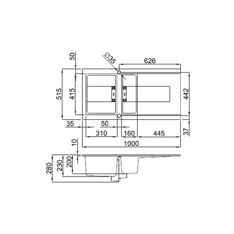 Reginox SMART475-B 1.5 Bowl Keratek Composite Sink Black