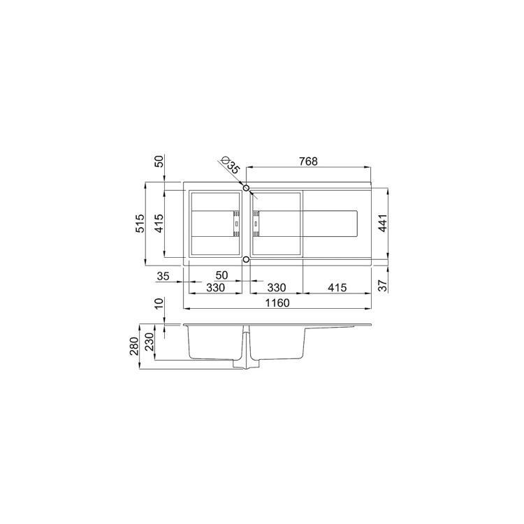 Reginox SMART500-W 2.0 Bowl Keratek Composite Sink White