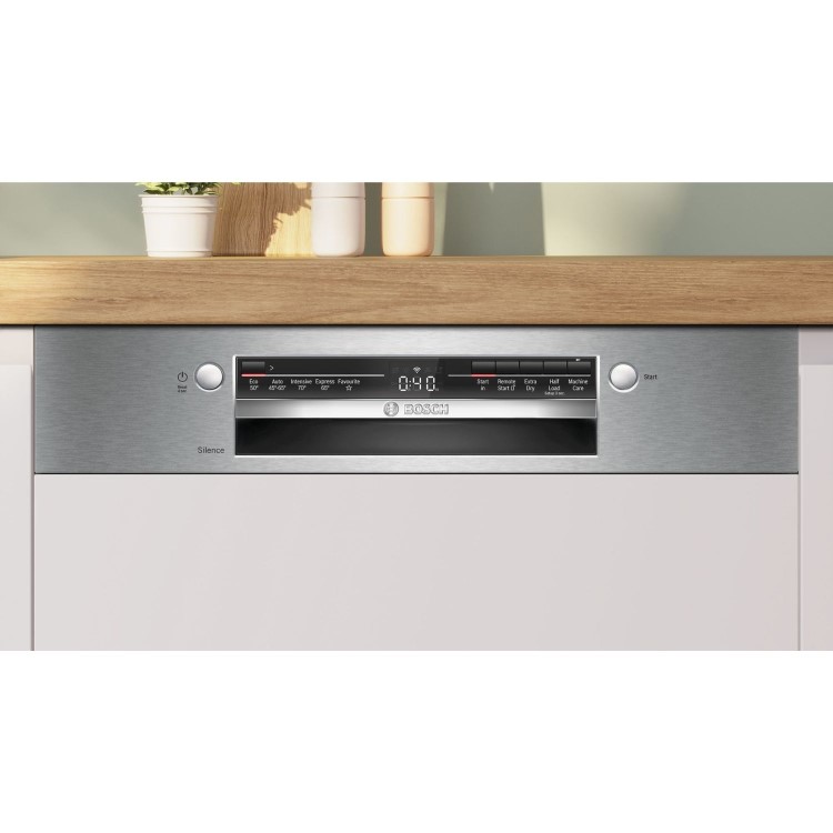 Bosch Series 2 Semi-Integrated Dishwasher - Smart Wi-Fi, D-Rated, Stainless steel control panel