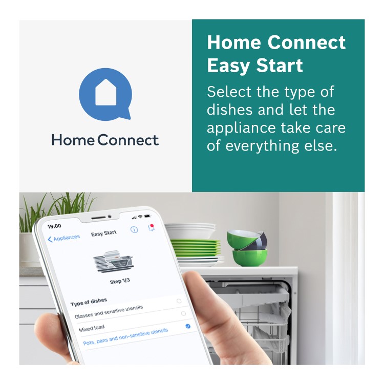 Bosch Series 2 Semi-Integrated Dishwasher - Smart Wi-Fi, D-Rated, Stainless steel control panel
