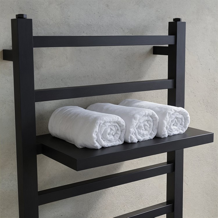 Black Towel Radiator with Shelves 1200 x 500mm - Sonoran