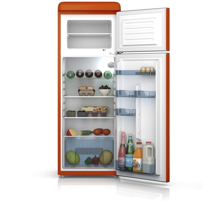 Swan SR11010ON Freestanding Fridge Freezer Orange