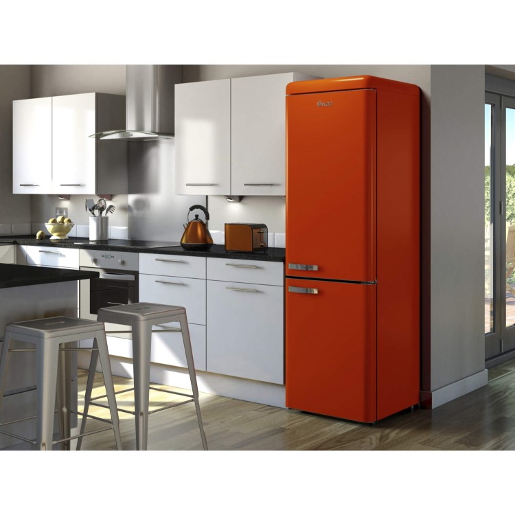 Swan SR11020ON Freestanding Fridge Freezer Orange