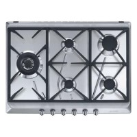 Smeg Cucina 70cm 5 Burner Gas Hob with Wok Burner - Stainless Steel