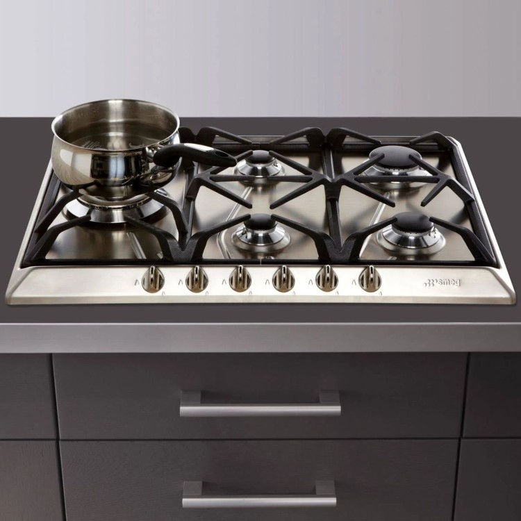 Smeg Cucina 70cm 5 Burner Gas Hob with Wok Burner - Stainless Steel