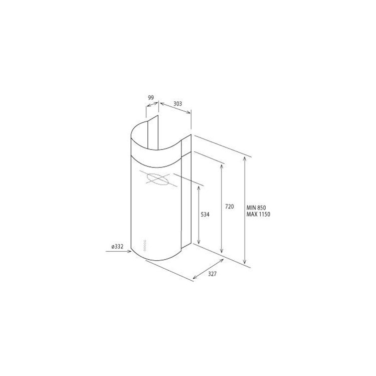 Elica Stone Cylindrical 33cm Chimney Cooker Hood Stainless Steel