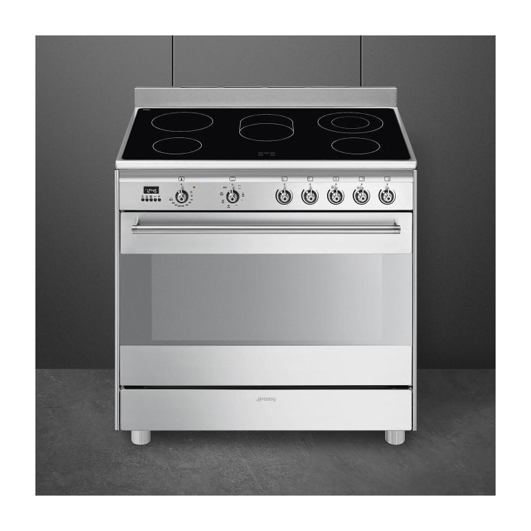 Smeg Concert 90cm Electric Single Oven Range Cooker - Stainless Steel