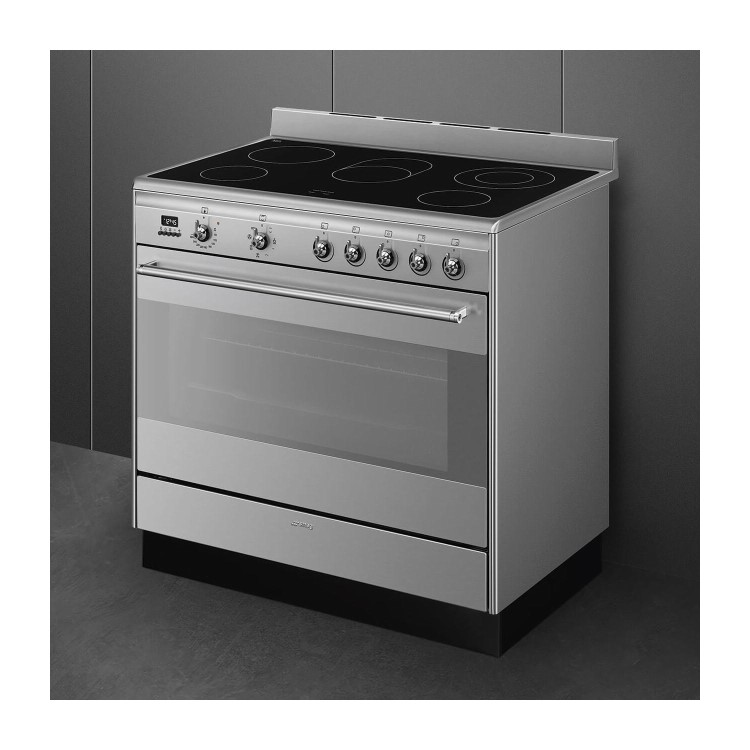 Smeg Concert 90cm Electric Single Oven Range Cooker - Stainless Steel