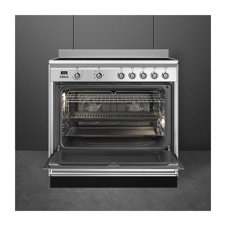 Smeg Concert 90cm Electric Single Oven Range Cooker - Stainless Steel