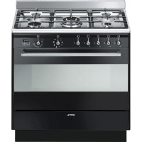 Smeg Concert 90cm Dual Fuel Single Oven Range Cooker - Black