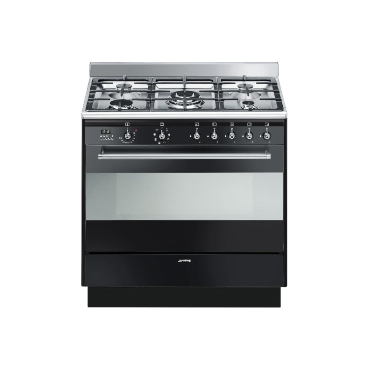 Smeg Concert 90cm Dual Fuel Single Oven Range Cooker - Black