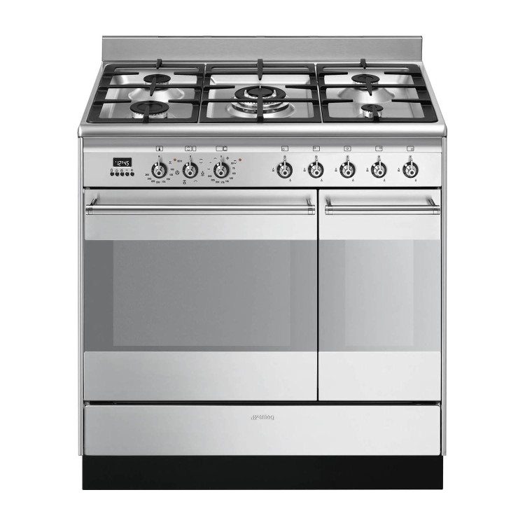 Smeg Concert 90cm Dual Fuel Double Oven Range Cooker - Stainless Steel