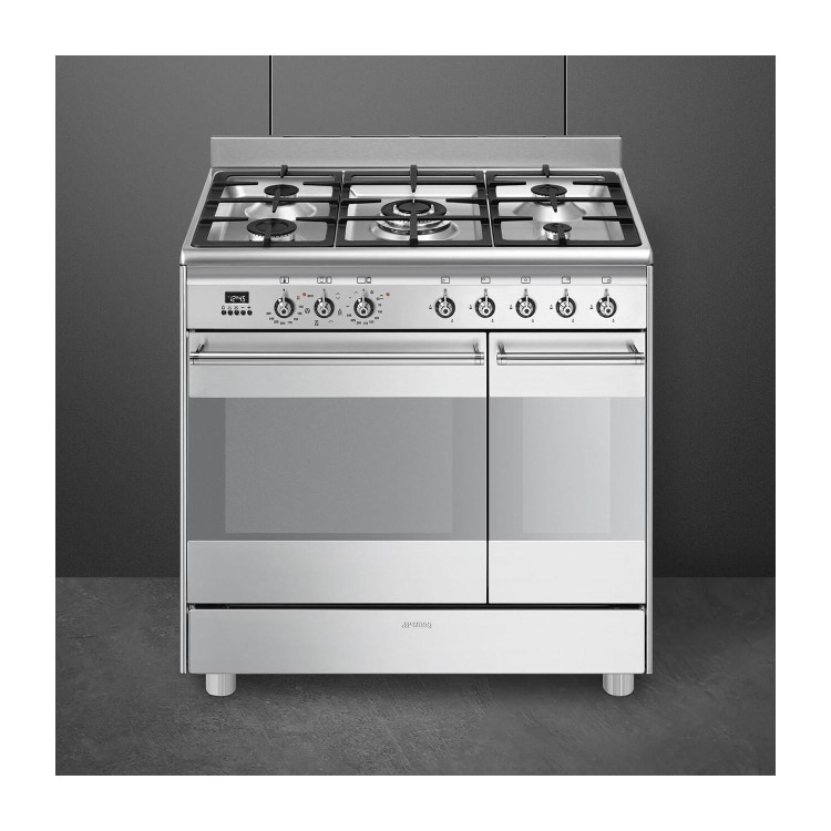 Smeg Concert 90cm Dual Fuel Double Oven Range Cooker - Stainless Steel