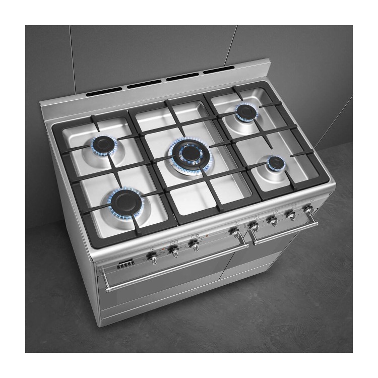 Smeg Concert 90cm Dual Fuel Double Oven Range Cooker - Stainless Steel